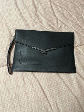 Botkier Black Pebbled Leather Envelope Wristlet Clutch